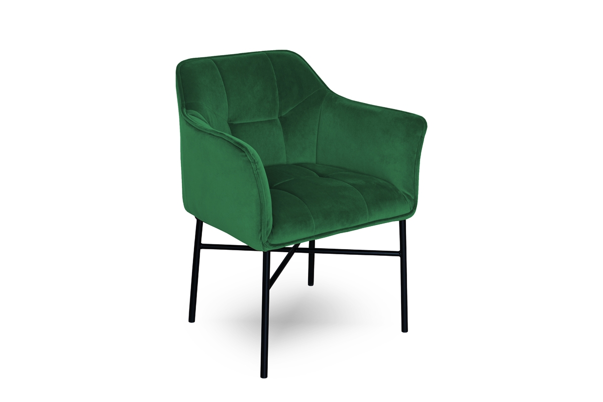 Scaun tapițat cu cotiere Rozalio - Verde Magic Velvet 2225 / Picioare negru Zeloné Židle