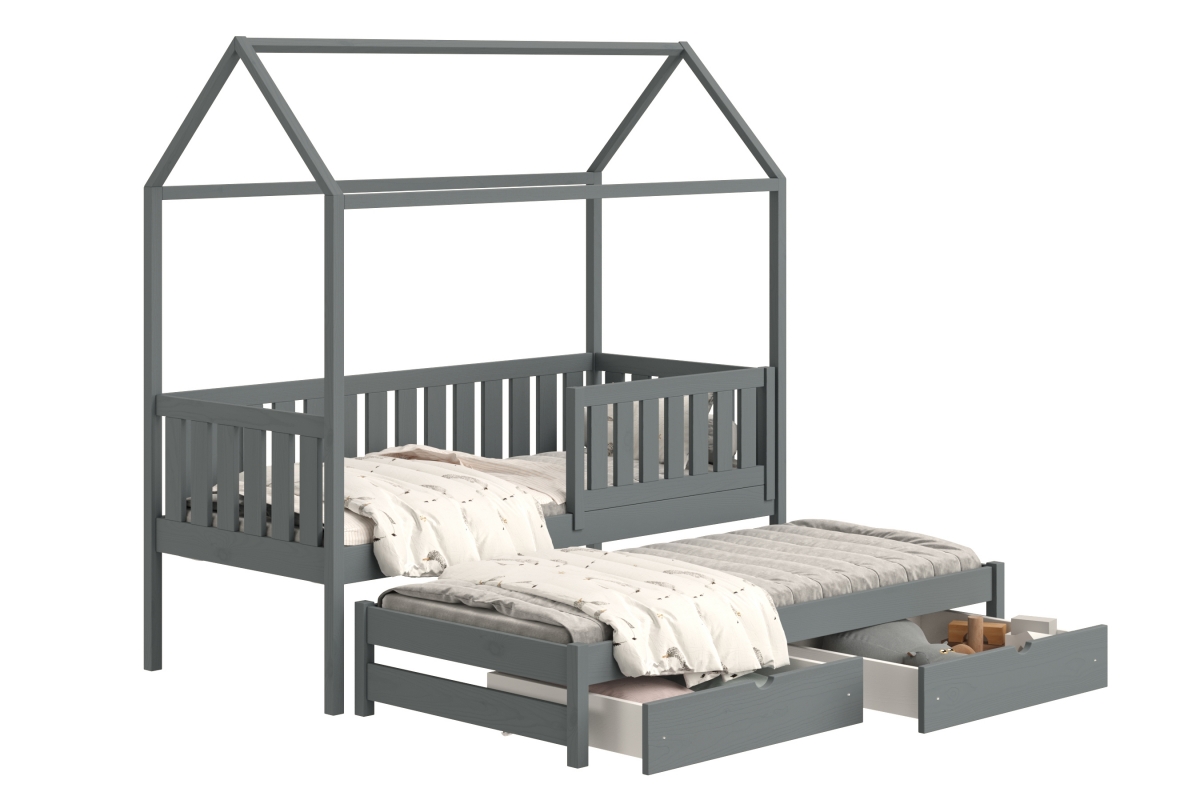 postel dětské domeček přízemní výsuvná Nemos - grafit, 80x190 postel dětské přízemní výsuvná Nemos - Barva Grafit 