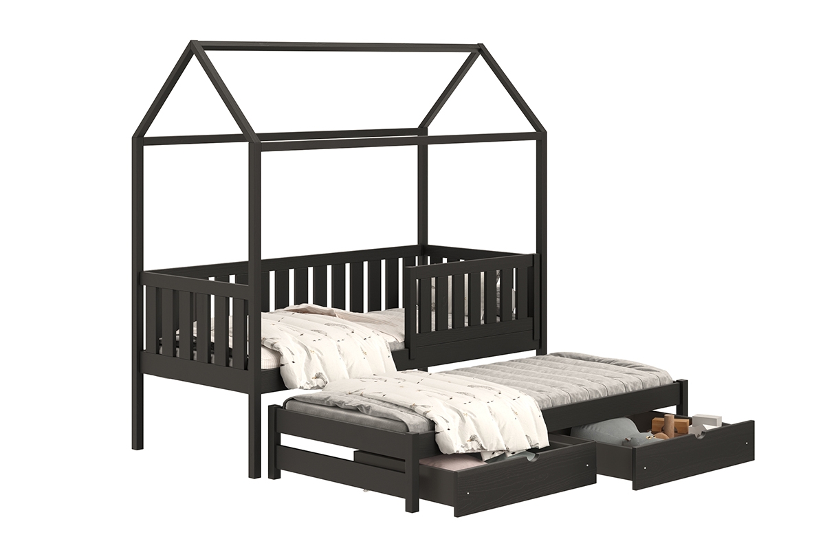 postel dětské domeček přízemní výsuvná Nemos - Černý, 80x190 postel dětské přízemní výsuvná Nemos - Barva Černý 