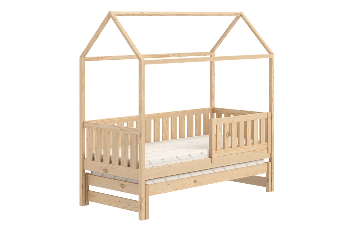 Detská posteľ domček prízemná s výsuvným lôžkom Nemos - Borovica, 80x200 Detská posteľ prízemná s výsuvným lôžkom Nemos - Farba Borovica 