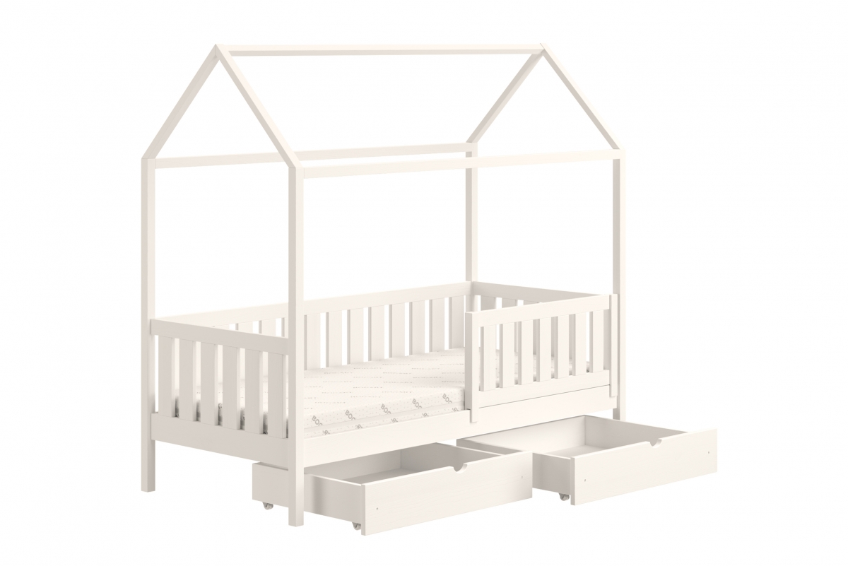 Detská posteľ domček prízemná so zásuvkami Nemos II - Biely, 90x200 Detská posteľ prízemná so zásuvkami Nemos II - Farba Biely 