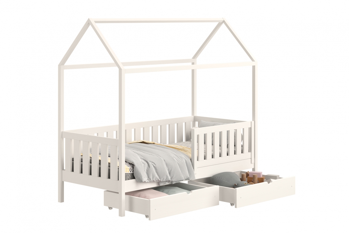 Detská posteľ domček prízemná so zásuvkami Nemos II - Biely, 90x190 Detská posteľ prízemná so zásuvkami Nemos II - Farba Biely 