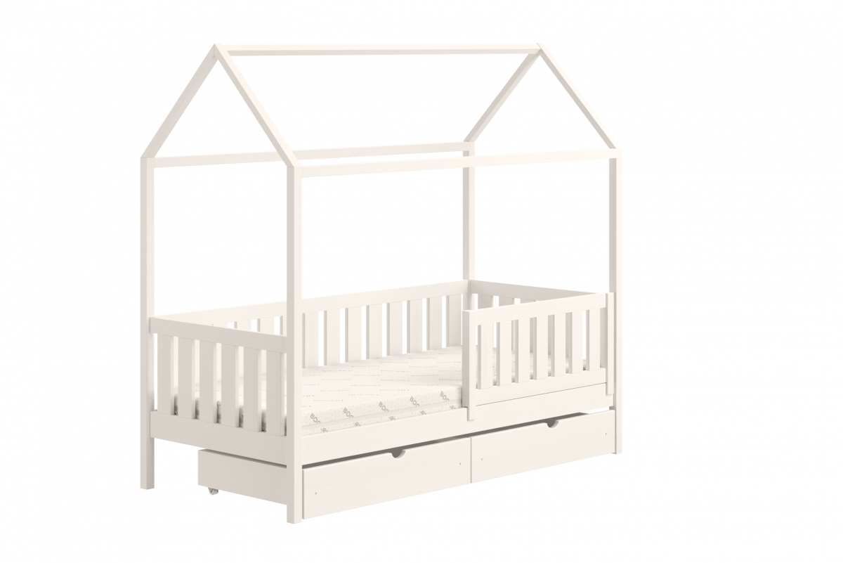 Detská posteľ domček prízemná so zásuvkami Nemos II - Biely, 90x180 Detská posteľ prízemná so zásuvkami Nemos II - Farba Biely 