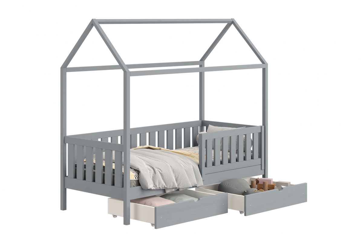 Detská posteľ domček prízemná so zásuvkami Nemos II - šedý, 90x200 Detská posteľ prízemná so zásuvkami Nemos II - Farba šedý 