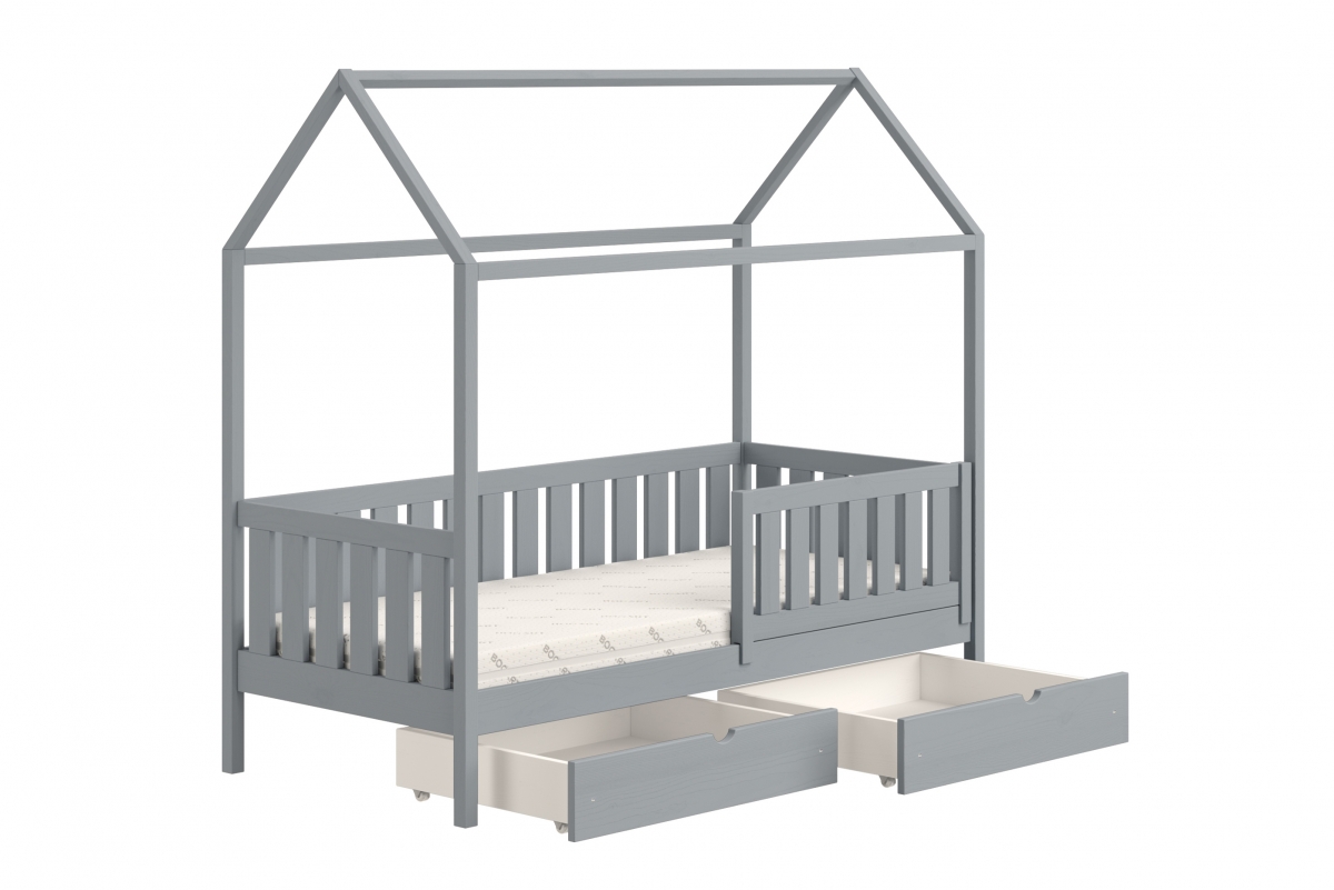 postel dětské domeček přízemní s zásuvkami Nemos II - šedý, 90x200 postel dětské přízemní s zásuvkami Nemos II - Barva šedý 
