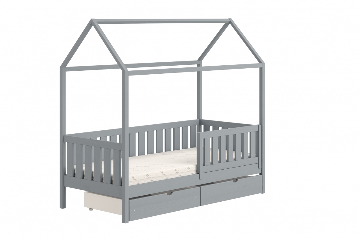 postel dětské domeček přízemní s zásuvkami Nemos II - šedý, 80x160 postel dětské přízemní s zásuvkami Nemos II - Barva šedý 