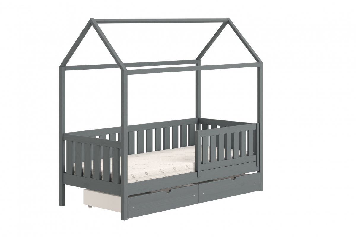 Detská posteľ domček prízemná so zásuvkami Nemos II - grafit, 80x160 Detská posteľ prízemná so zásuvkami Nemos II - Farba Grafit 