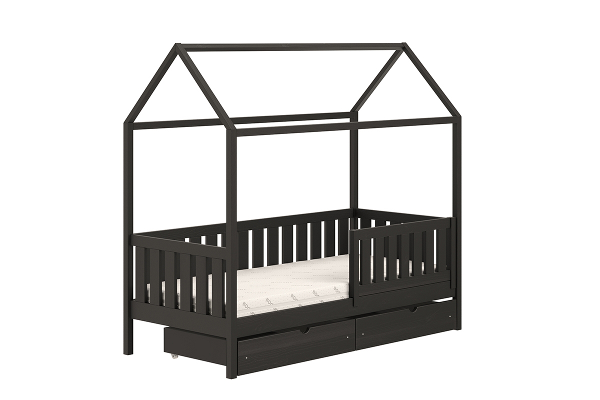 Detská posteľ domček prízemná so zásuvkami Nemos II - Čierny, 90x200 Detská posteľ prízemná so zásuvkami Nemos II - Farba Čierny 