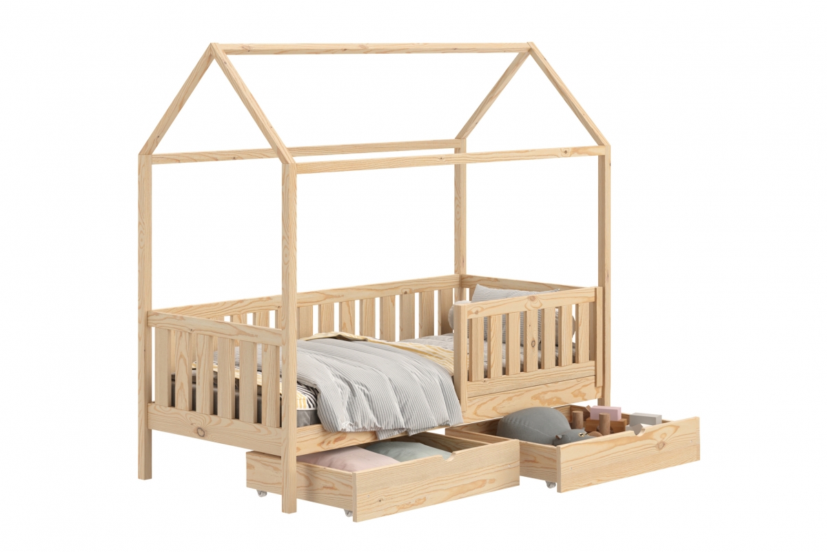 Detská domčeková posteľ Nemos II so zásuvkami - 80x160 cm - borovica Detská posteľ prízemná so zásuvkami Nemos II - Farba Borovica
