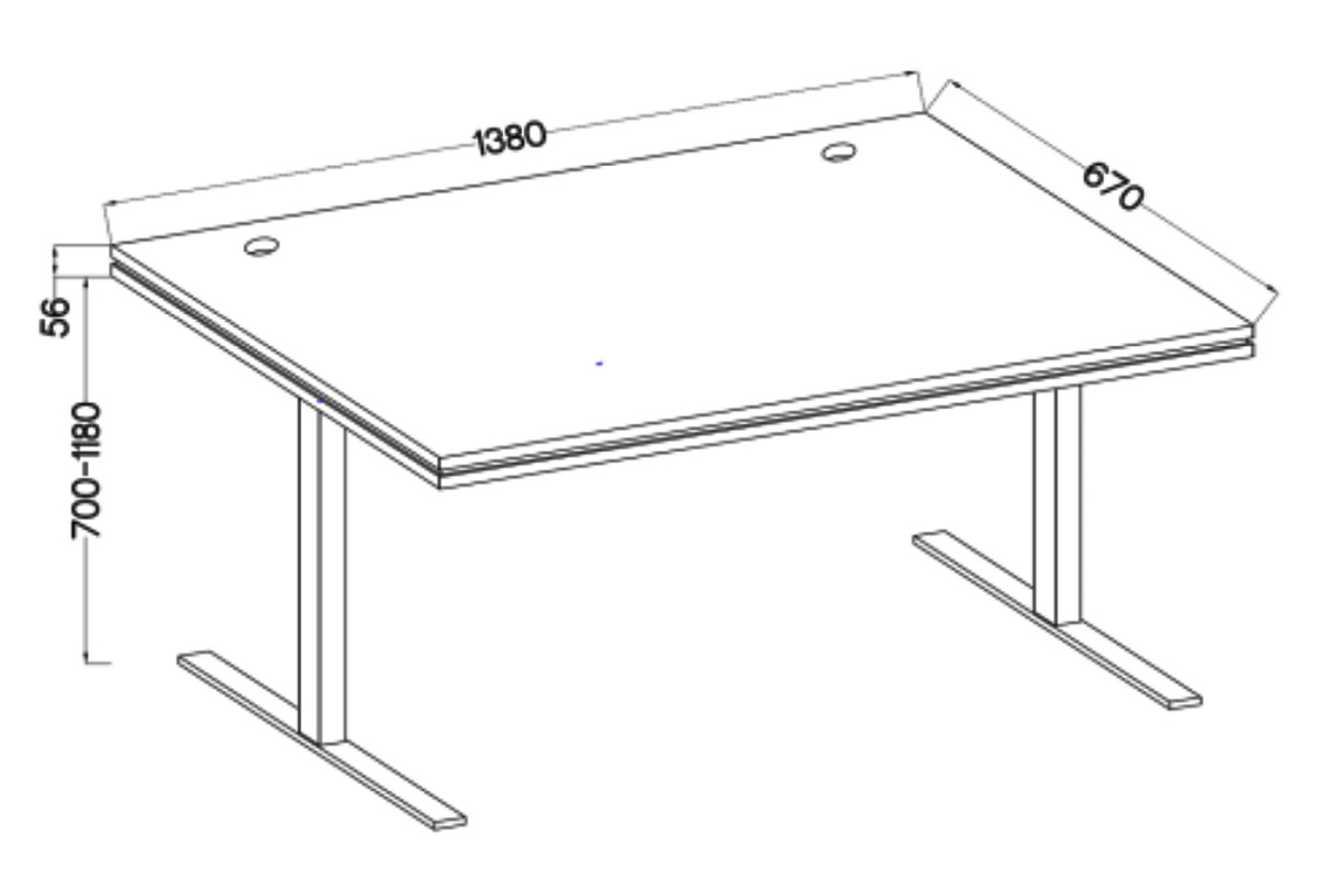 Písací stôl s elektricky nastaviteľnou výškou Glibia 2 - svetlý šedý Písací stôl s elektricky nastaviteľnou výškou Glibia 2 - svetlý šedý  - Rozmery
