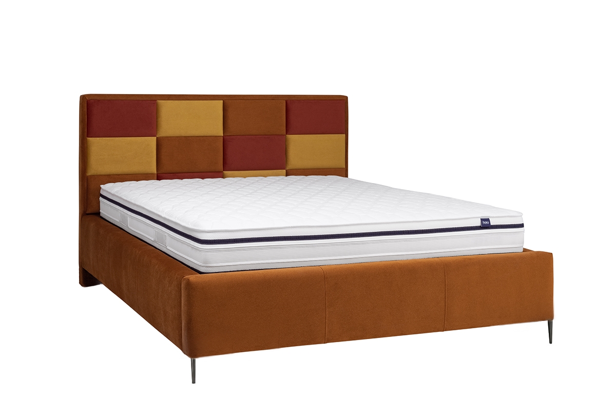 Čalouněná postel Menir 180x200 s roštem - černé nožky čalouněné postel z wysokimi nozkami 