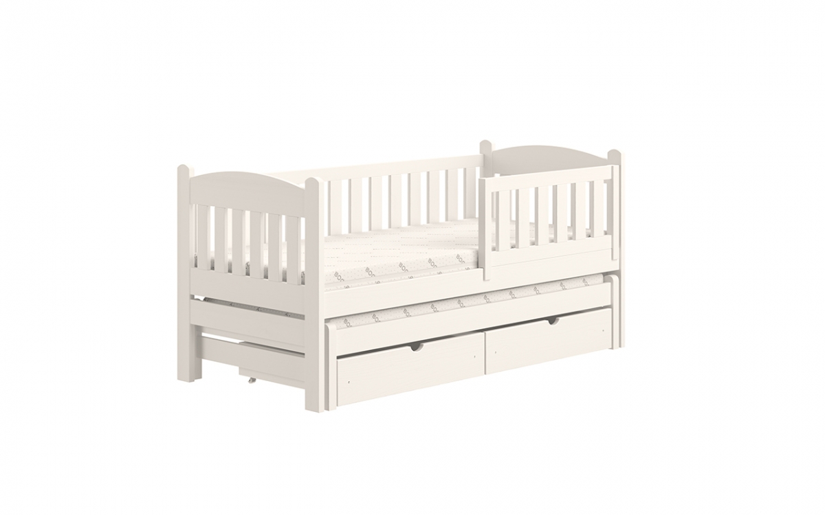 Detská posteľ prízemná s výsuvným lôžkom Alvins - Biely, 90x200 Detská posteľ prízemná s výsuvným lôžkom Alvins - Farba Biely 
