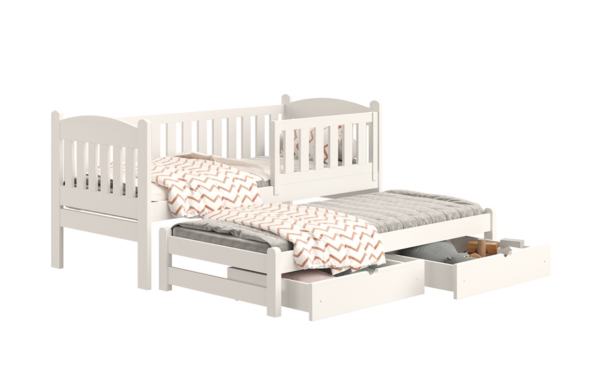 Detská posteľ prízemná s výsuvným lôžkom Alvins - Biely, 90x190 Detská posteľ prízemná s výsuvným lôžkom Alvins - Farba Biely 