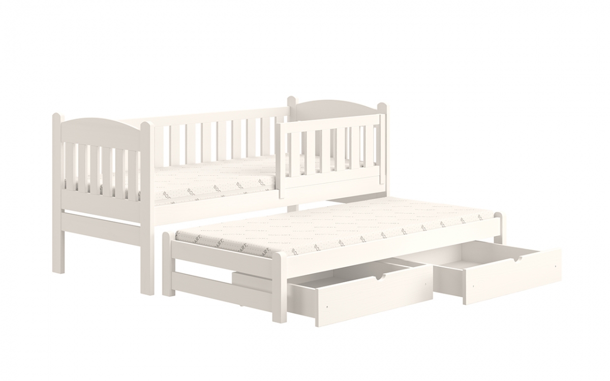 Detská posteľ prízemná s výsuvným lôžkom Alvins - Biely, 90x190 Detská posteľ prízemná s výsuvným lôžkom Alvins - Farba Biely 