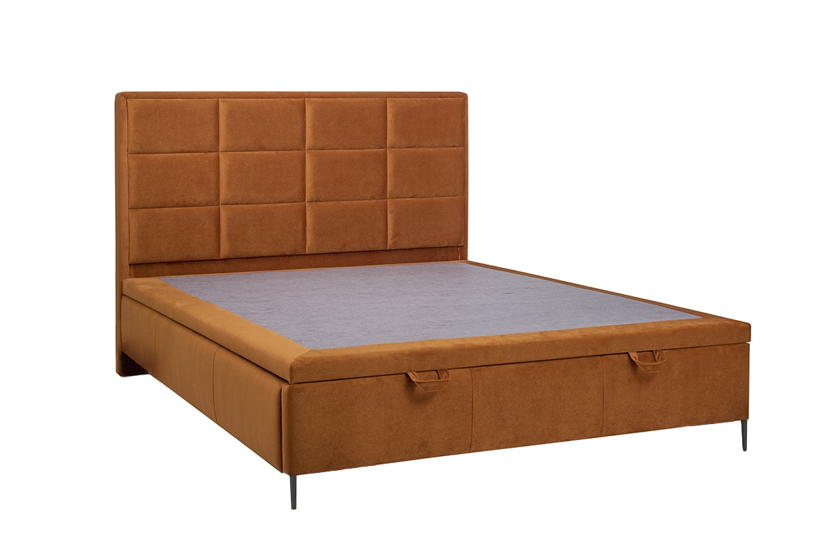 postel pro ložnice s čalouněným stelazem a úložným prostorem Menir - 180x200, Nohy černé  postel pro ložnice z wysokimi nozkami 