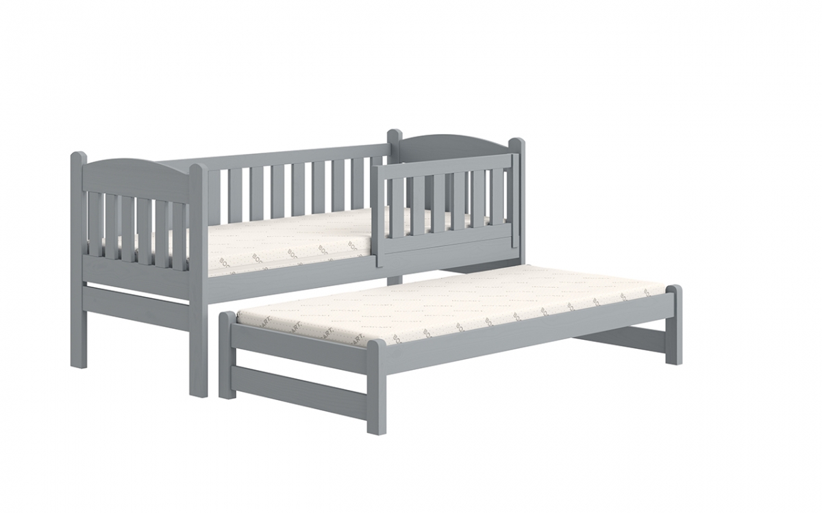 Detská posteľ prízemná s výsuvným lôžkom Alvins - šedý, 90x200 Detská posteľ prízemná s výsuvným lôžkom Alvins - Farba šedý 