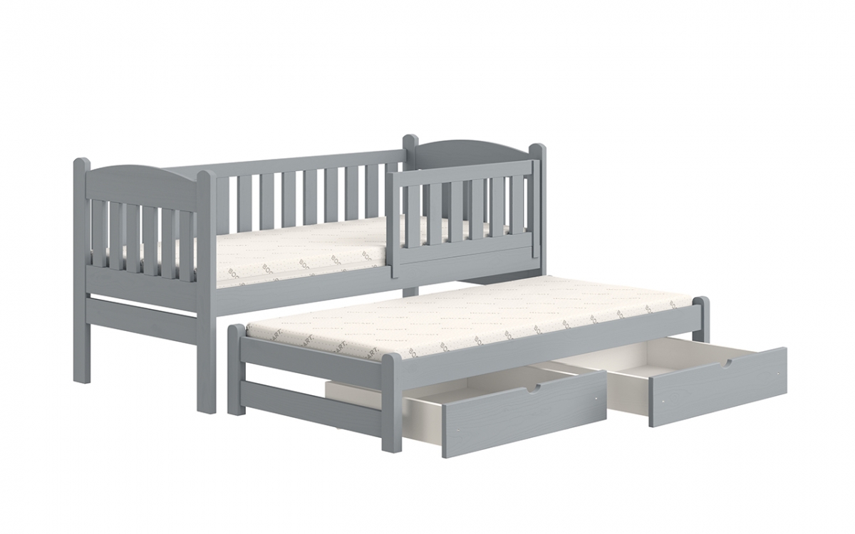 Detská posteľ prízemná s výsuvným lôžkom Alvins - šedý, 90x180 Detská posteľ prízemná s výsuvným lôžkom Alvins - Farba šedý 