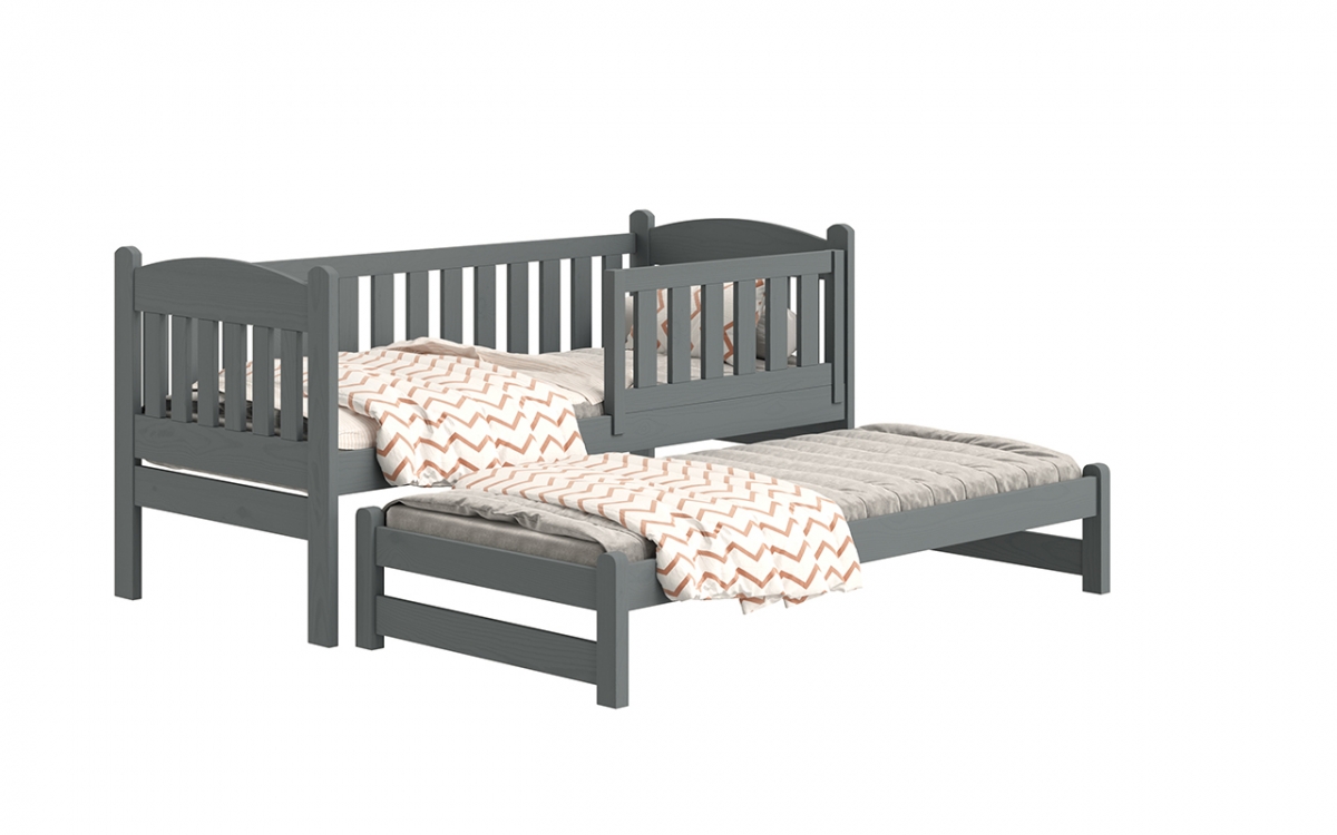 Detská posteľ prízemná s výsuvným lôžkom Alvins - grafit, 90x190 Detská posteľ prízemná s výsuvným lôžkom Alvins - Farba Grafit 