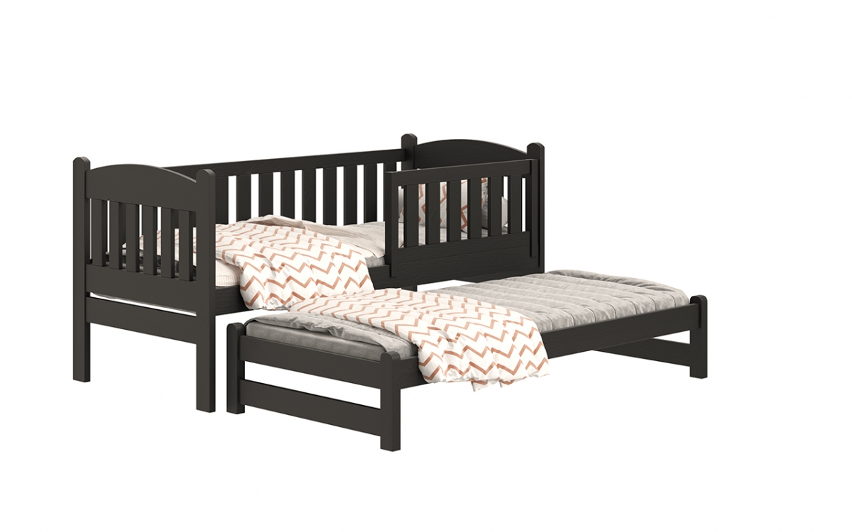 Detská posteľ prízemná s výsuvným lôžkom Alvins - Čierny, 90x200 Detská posteľ prízemná s výsuvným lôžkom Alvins - Farba Čierny 