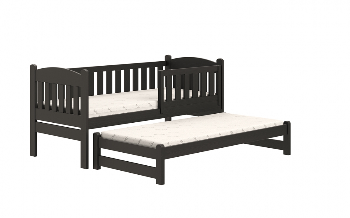 Detská posteľ prízemná s výsuvným lôžkom Alvins - Čierny, 90x190 Detská posteľ prízemná s výsuvným lôžkom Alvins - Farba Čierny 