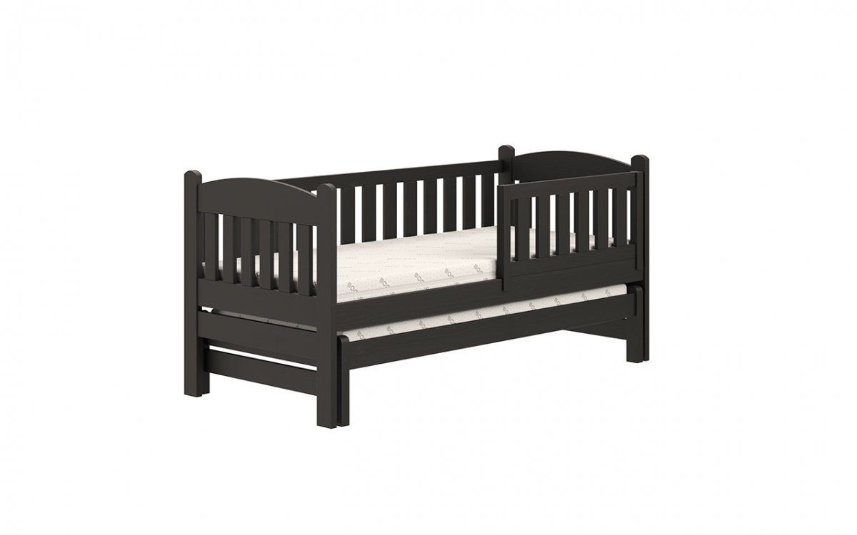 Detská posteľ prízemná s výsuvným lôžkom Alvins - Čierny, 80x200 Detská posteľ prízemná s výsuvným lôžkom Alvins - Farba Čierny 