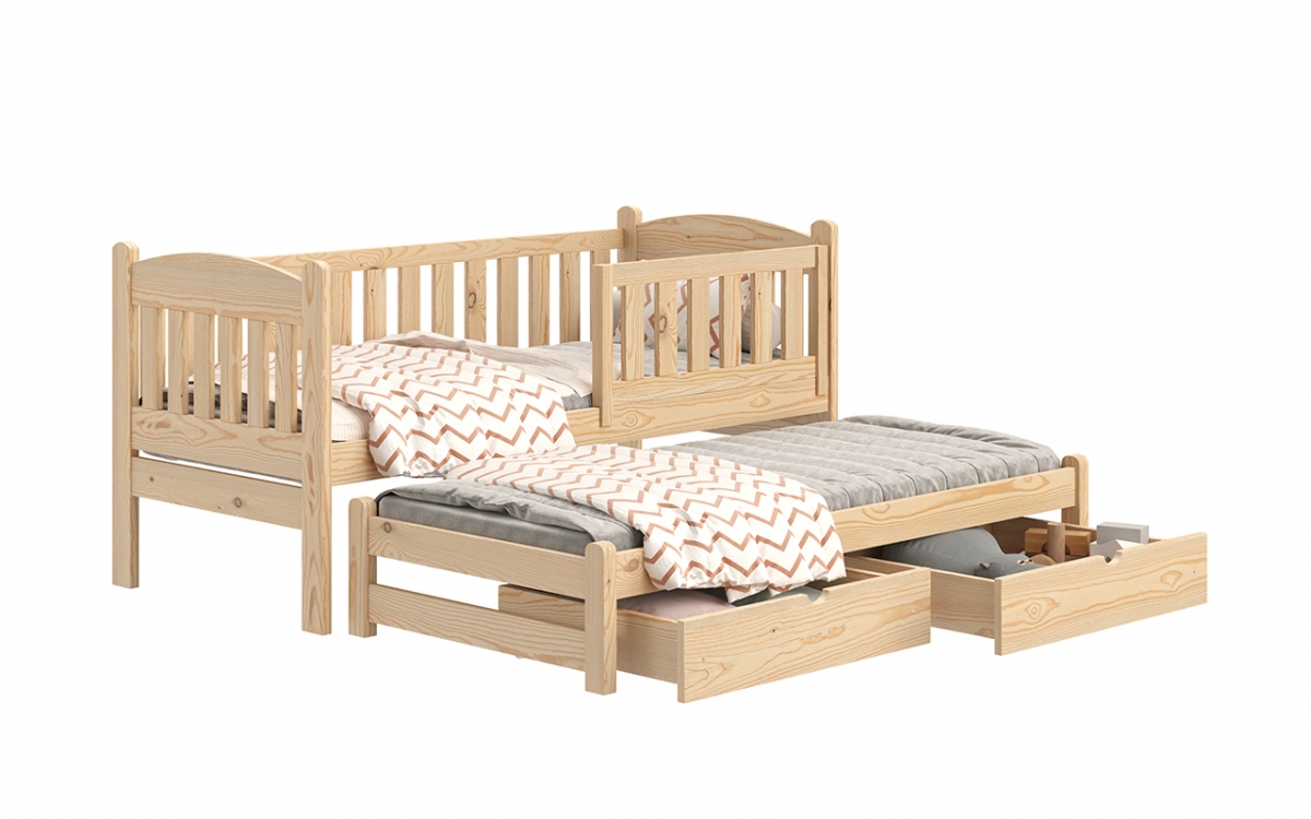 Detská posteľ prízemná s výsuvným lôžkom Alvins - Borovica, 90x200 Detská posteľ prízemná s výsuvným lôžkom Alvins - Farba Borovica