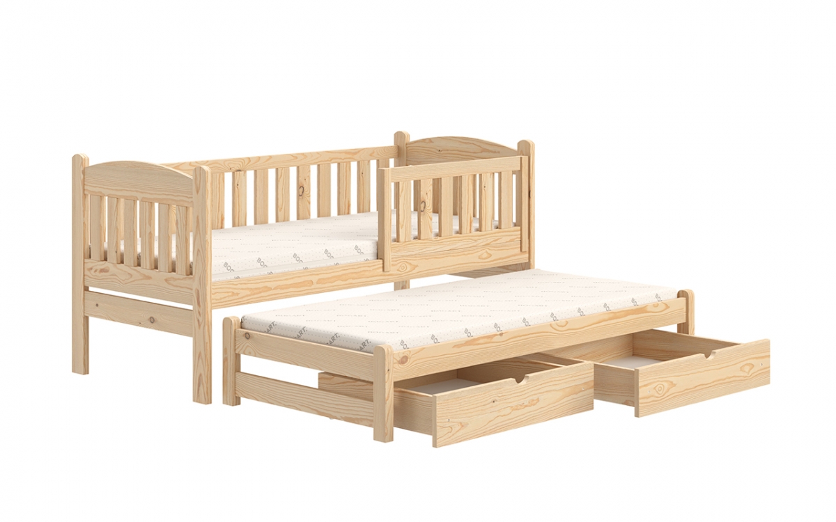 Detská posteľ prízemná s výsuvným lôžkom Alvins - Borovica, 80x160 Detská posteľ prízemná s výsuvným lôžkom Alvins - Farba Borovica