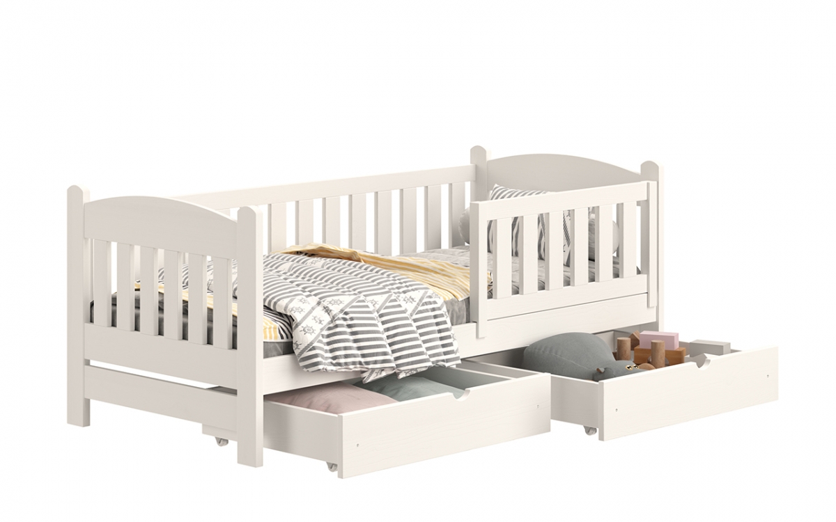 Dřevěná dětská postel Alvins DP 002 - Bílý, 90x200 Dřevěná dětská postel Alvins DP 002 - Barva Bílý 