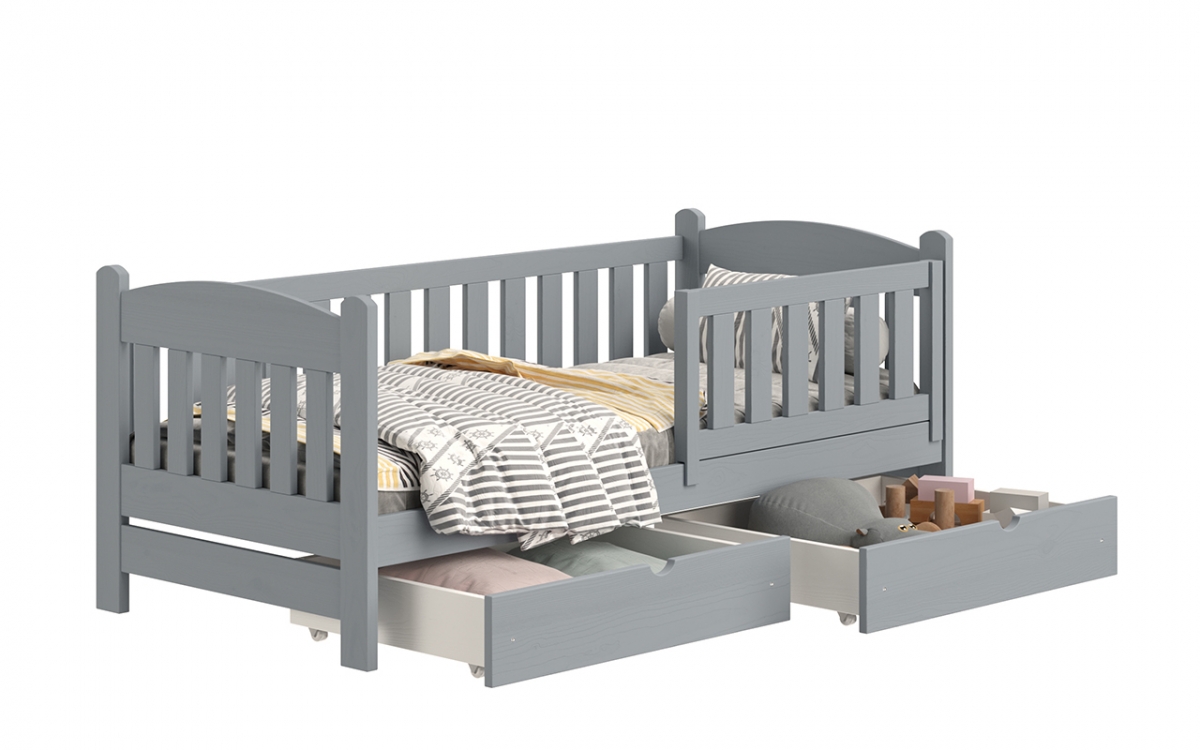 Detská posteľ drevená Alvins DP 002 - šedý, 90x200 Detská posteľ drevená Alvins DP 002 - Farba šedý