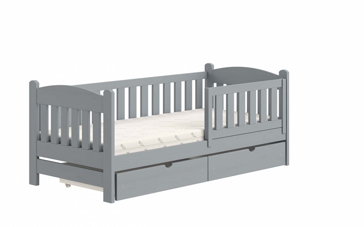 Detská posteľ Alvins DP 002 - 80x180 cm, sivá Detská posteľ drevená Alvins DP 002 - Farba šedý