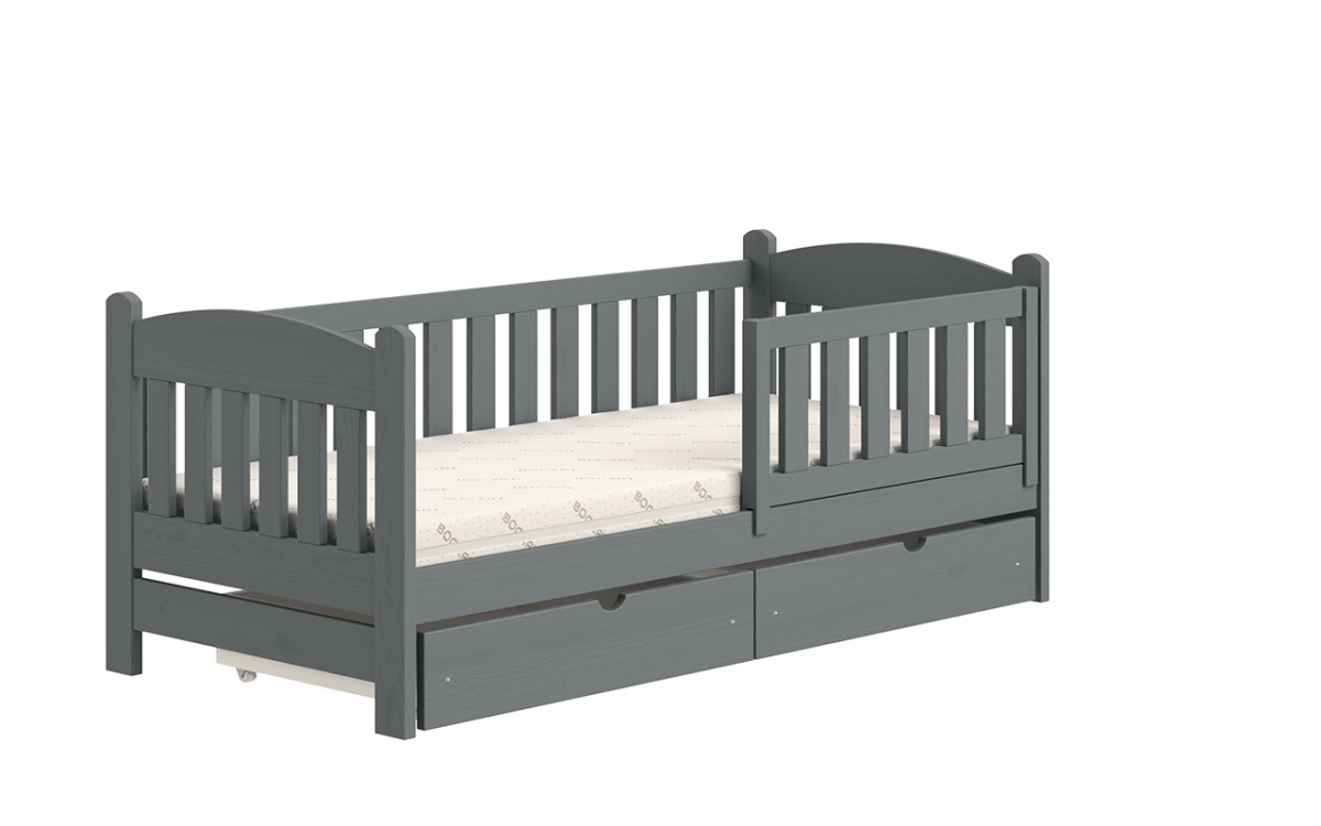 Dřevěná dětská postel Alvins DP 002 - grafit, 90x200 Dřevěná dětská postel Alvins DP 002 - Barva Grafit 