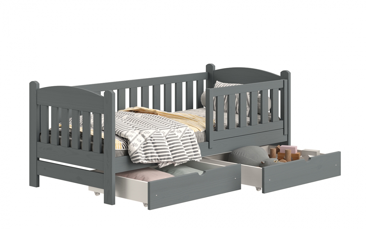 Dřevěná dětská postel Alvins DP 002 - grafit, 80x200 Dřevěná dětská postel Alvins DP 002 - Barva Grafit 