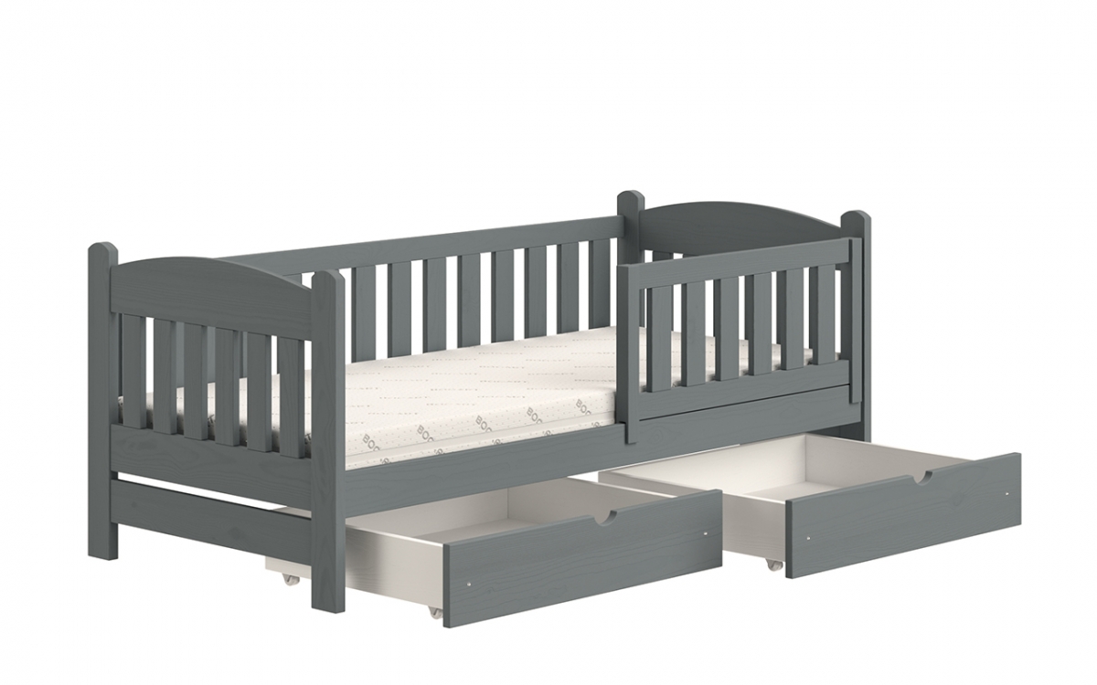 Detská posteľ drevená Alvins DP 002 - grafit, 80x190 Detská posteľ drevená Alvins DP 002 - Farba Grafit 