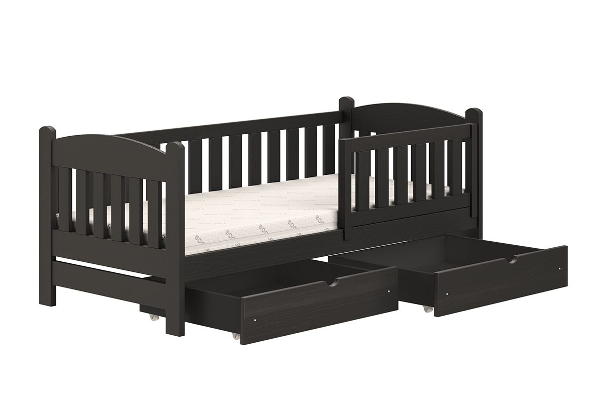 Detská posteľ drevená Alvins DP 002 - Čierny, 80x160 Detská posteľ drevená Alvins DP 002 - Farba Čierny 