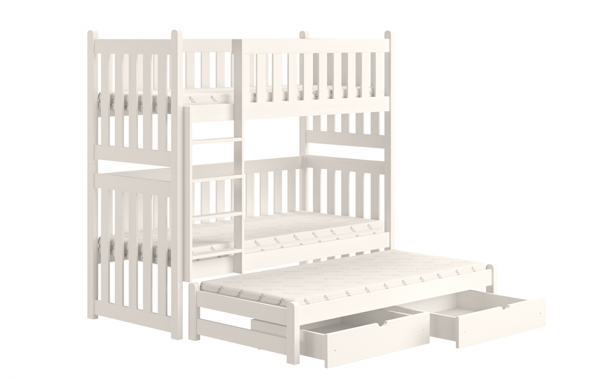 Swen PPV 023 emeletes ágy, kihúzható - Fehér, 90x200 Swen kihúzható emeletes ágy - Szín: fehér