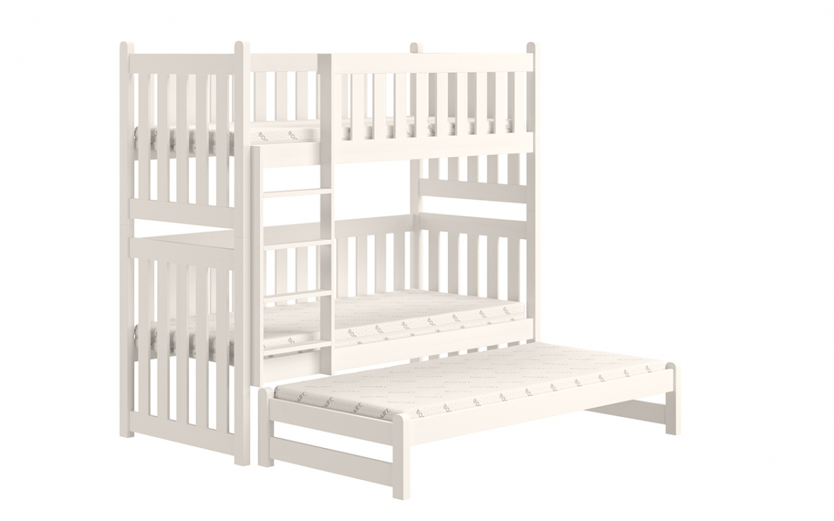 postel patrová  výsuvná Swen PPV 023 - Bílý, 80x190 postel patrová  výsuvná Swen - Barva Bílý 