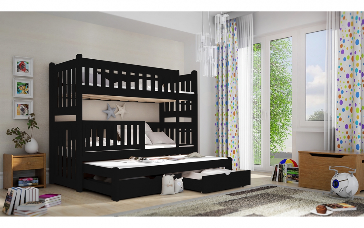 postel patrová  výsuvná Swen PPV 023 - Černý, 80x190 postel patrová  výsuvná Swen - Barva Černý 