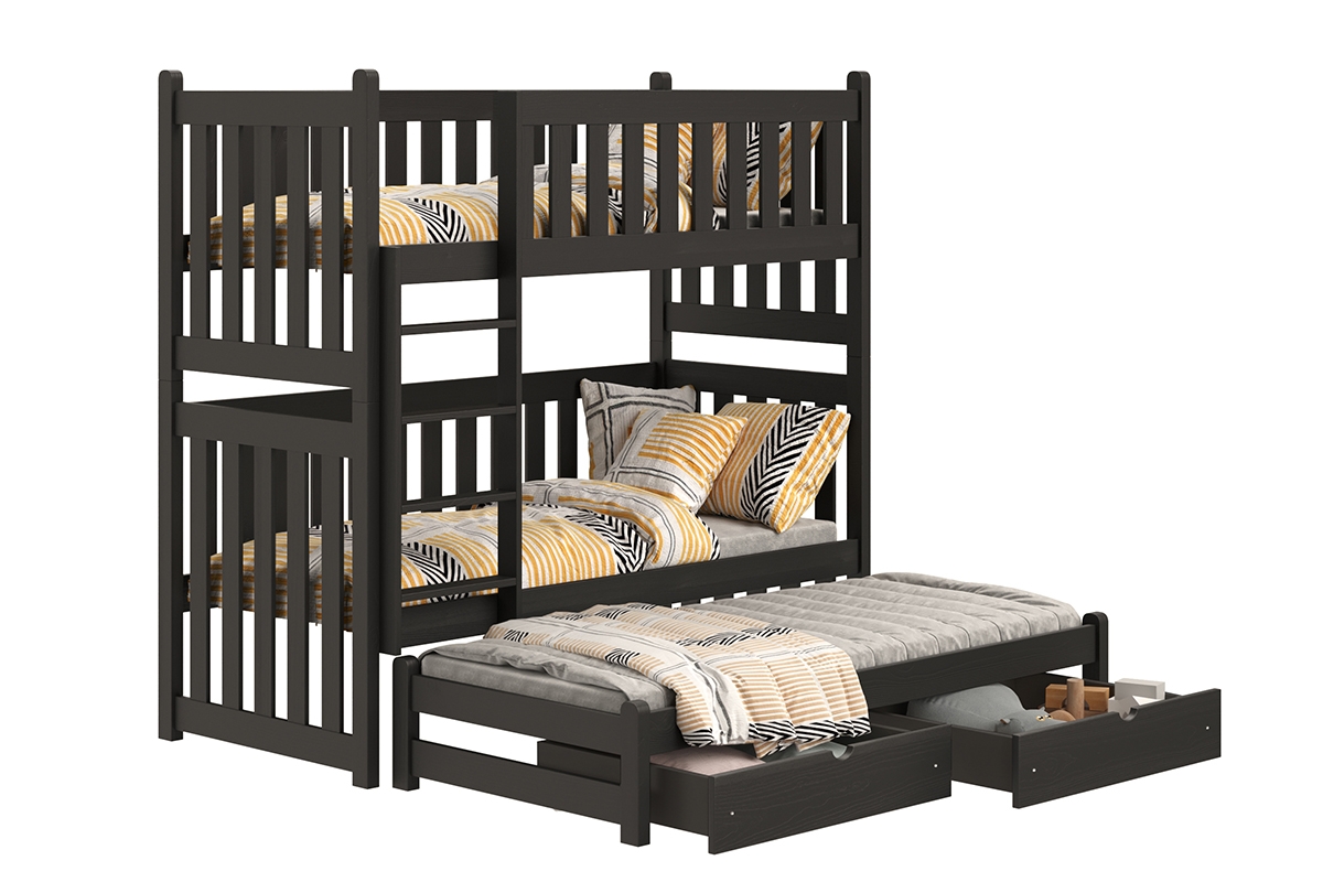 postel patrová  výsuvná Swen PPV 023 - Černý, 80x160 postel patrová  výsuvná Swen - Barva Černý 
