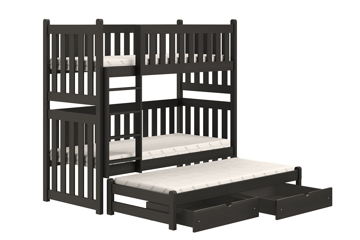 postel patrová  výsuvná Swen PPV 023 - Černý, 80x160 postel patrová  výsuvná Swen - Barva Černý 