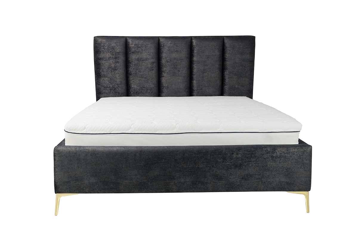 Posteľ čalúnená do spálne s úložným priestorom Klabi - 180x200, Nohy zlaté praktické posteľ do spálne 