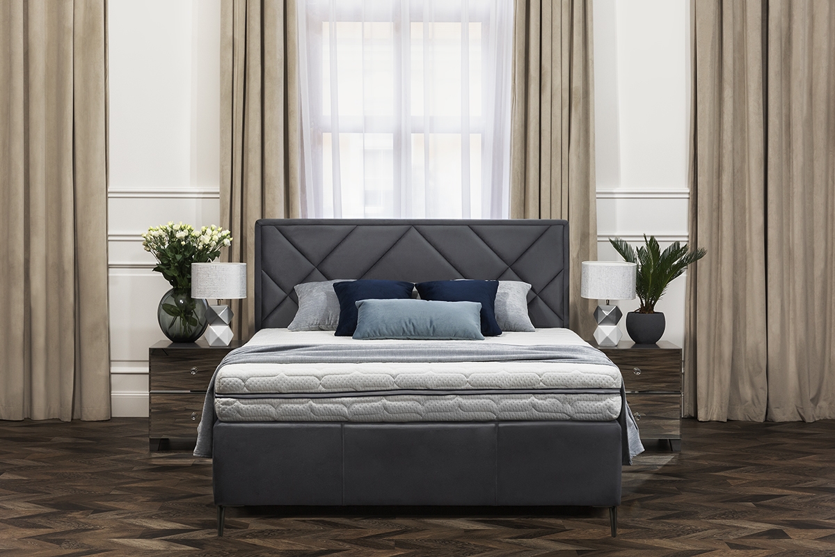 postel čalouněné do ložnice s úložným prostorem Simen - 180x200, Nohy černé postel do ložnice Simen 