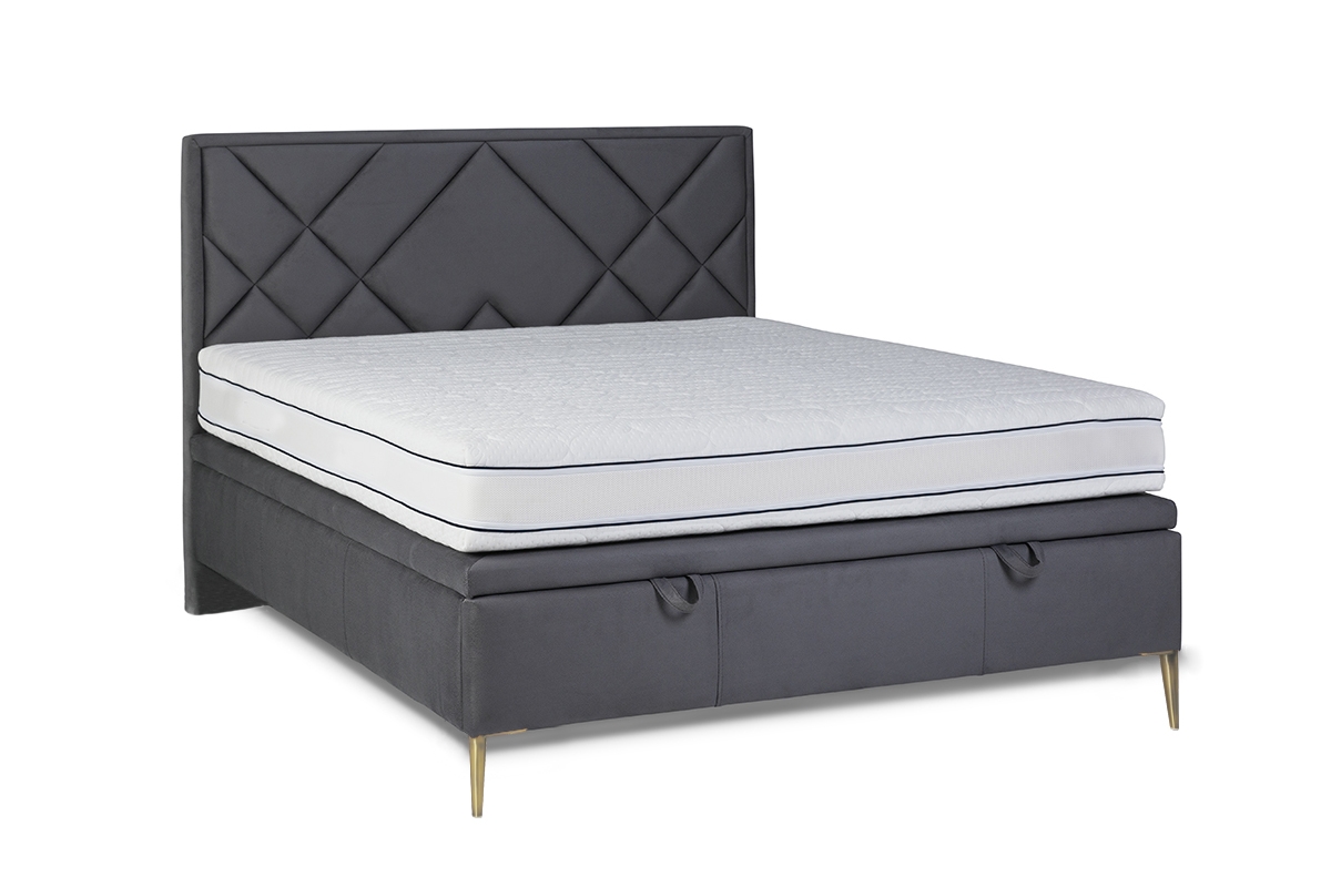 postel pro ložnice s čalouněným stelazem a úložným prostorem Simen - 160x200, Nohy zlaté wygodne postel pro ložnice  