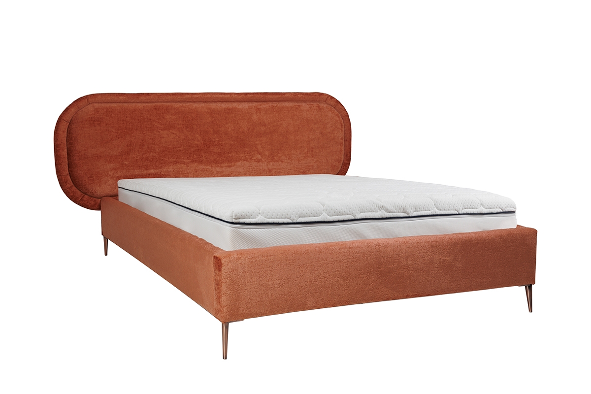 postel čalouněné pro ložnice ze stelazem Delmi - 160x200, Nohy miedziane  postel pro ložnice z wysokimi nozkami