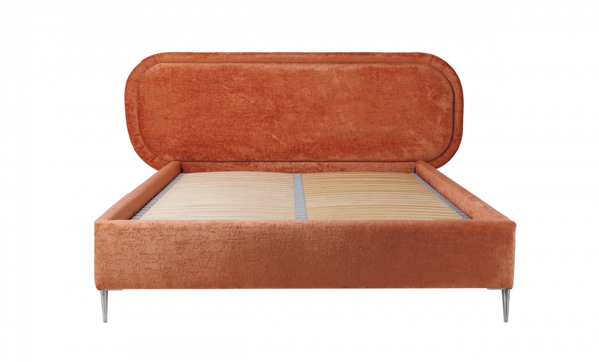 postel čalouněné pro ložnice ze stelazem Delmi - 160x200, Nohy Chromovaný postel pro ložnice Delmi z wytrzymalym stelazem drewnianym 