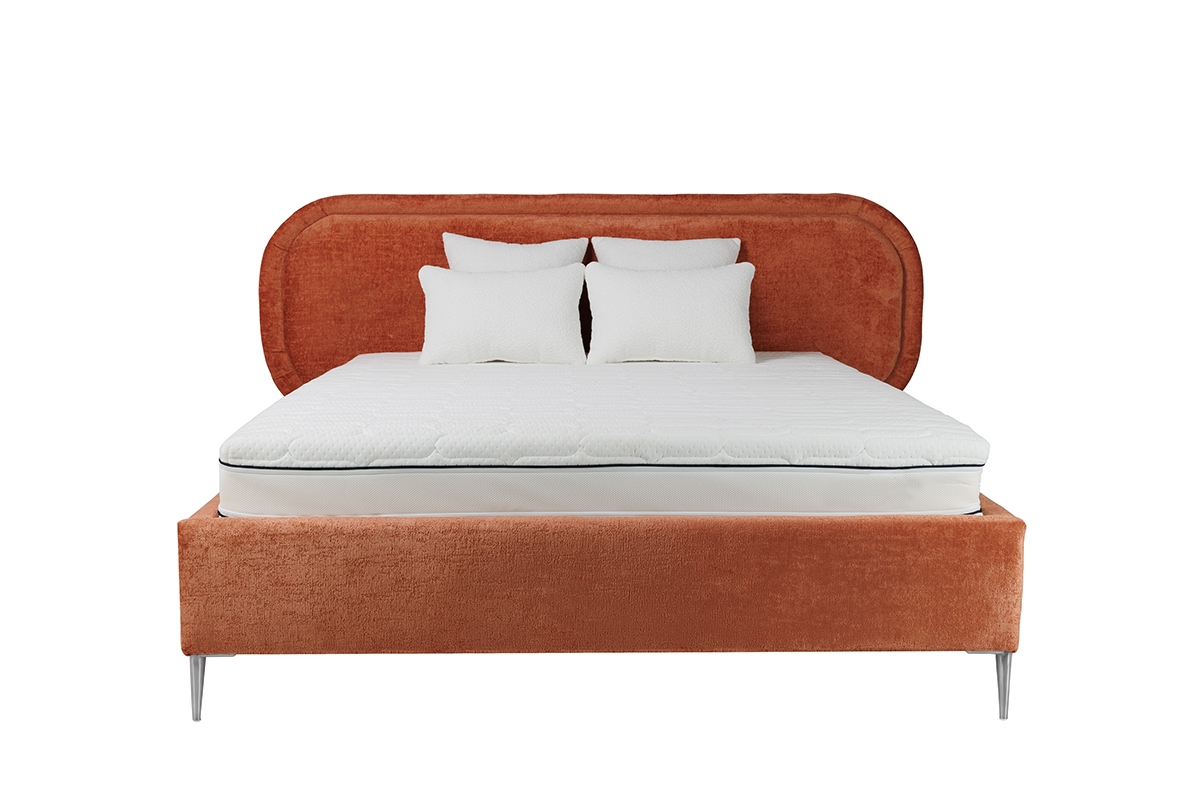 postel čalouněné pro ložnice ze stelazem Delmi - 160x200, Nohy Chromovaný postel čalouněné z wysokimi nozkami 