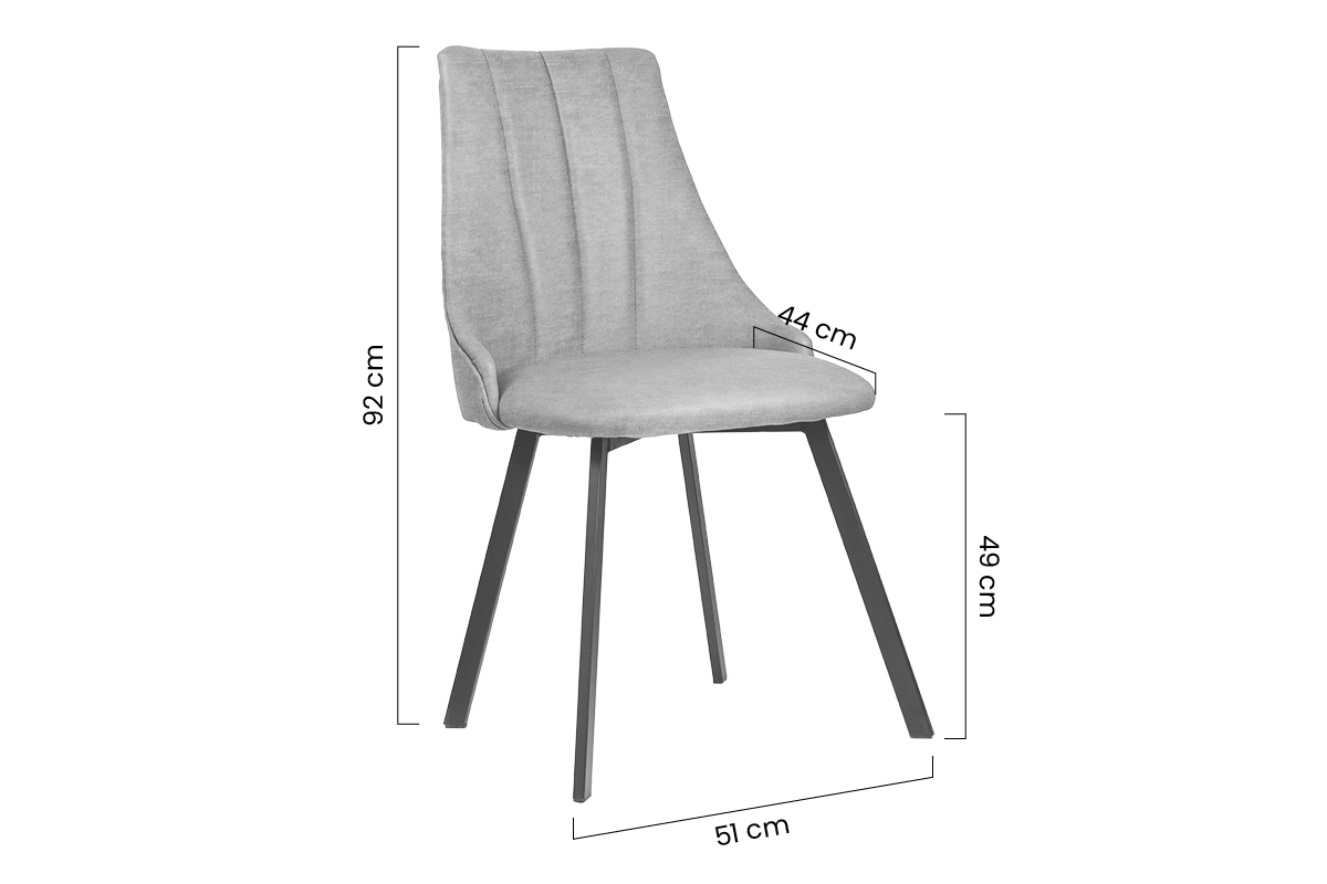 židle čalouněné na kovové podstavě Empoli 2 kov - šedý Vogue 14 / černé Nohy židle čalouněné na kovové podstavě Empoli 2 kov - šedý Vogue 14 / černé Nohy - Rozměry