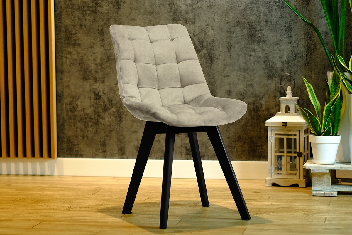 židle čalouněné Prato na drewnianych nogach - Béžová Cloud 03 / černé Nohy bezowe židle na czarnych nogach