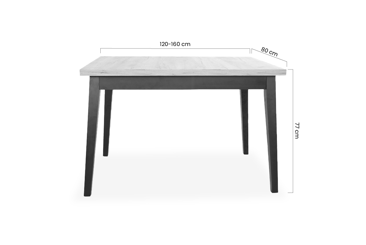 stôl rozkladany 120-160 Paris na drewnianych nogach - Dub lancelot / biale Nohy stôl laminowany