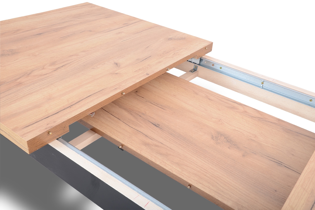 stôl rozkladany 120-160 Paris na drewnianych nogach - Dub lancelot / biale Nohy synchroniczne prowadnice