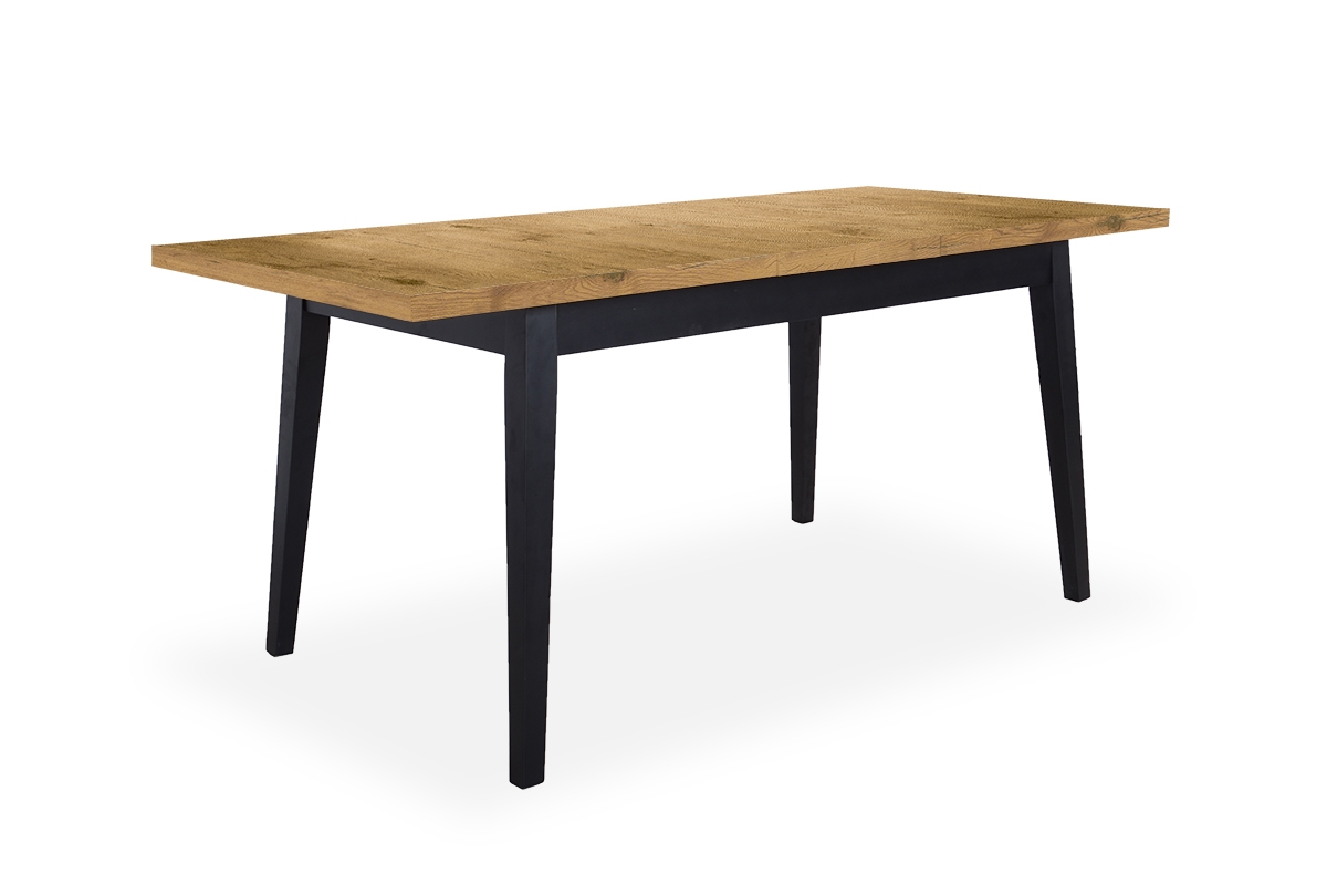 stůl pliere 160-200 Paris cu picioare din lemn - Dub lancelot / negru Picioare stůl z czarnymi krzeslami